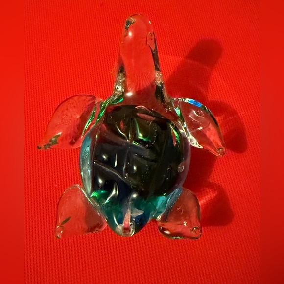 Mouth Blown Vintage Blue/Green Sea Turtle Paperweight Art Glass Figurine - Picture 2 of 6